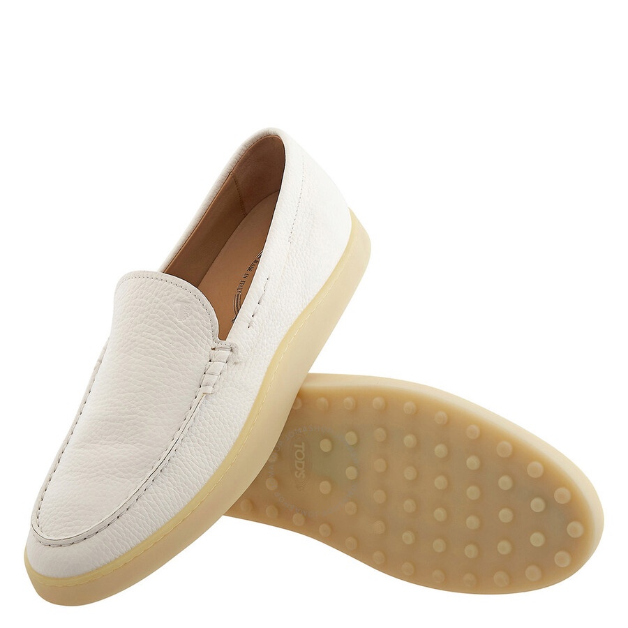 Tods Men's White Calf Leather Moccasins - 2