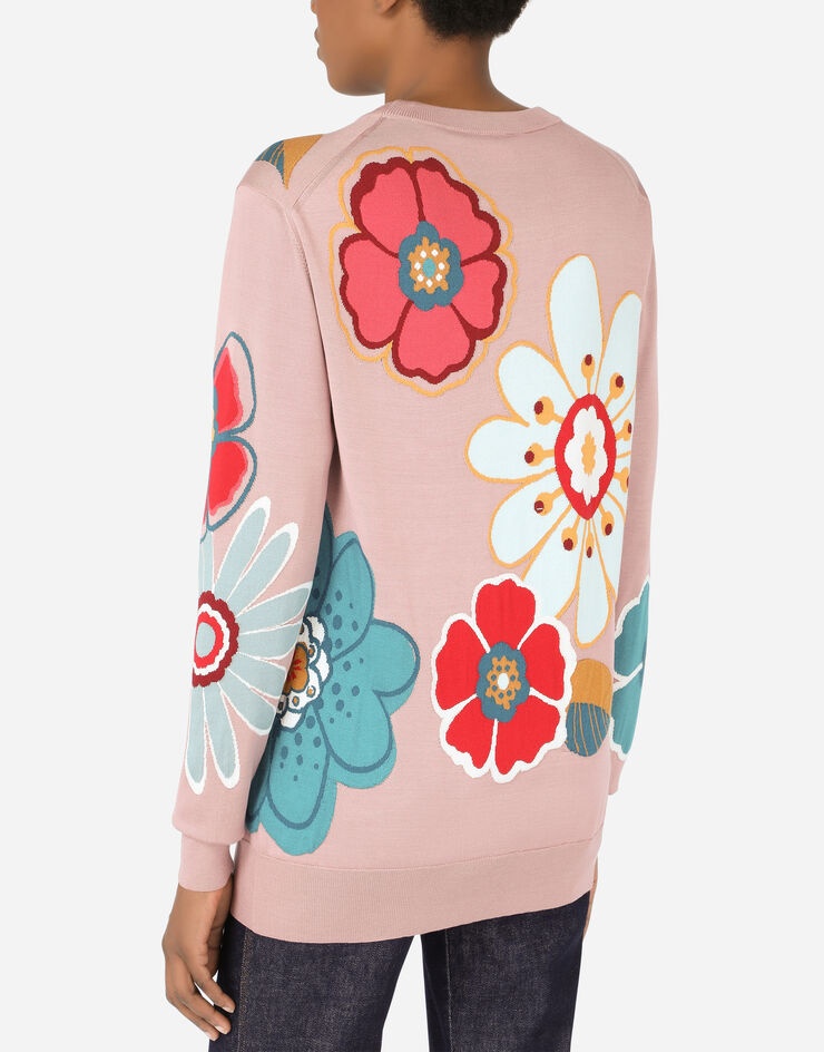 Silk sweater with floral intarsia - 5