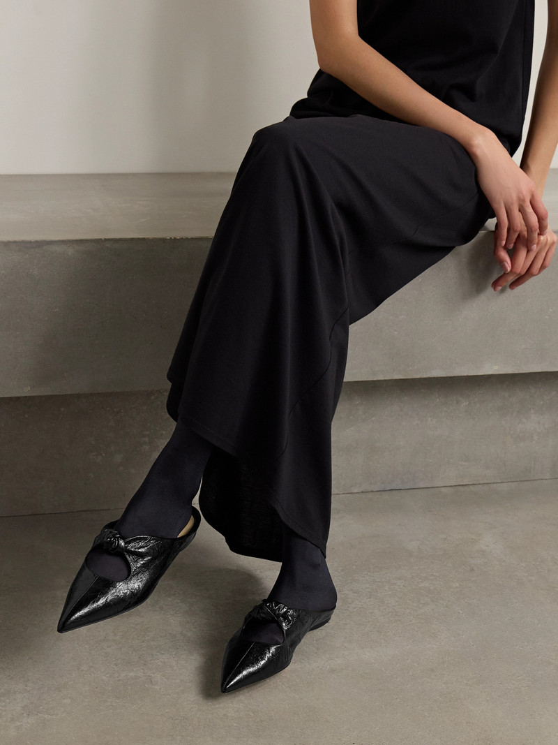 KHAITE Rowan Knotted Crinkled-leather Mules outlook