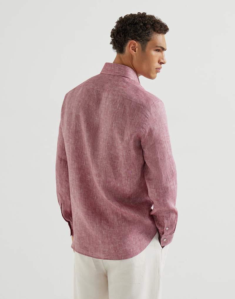 Linen easy fit shirt with spread collar 3