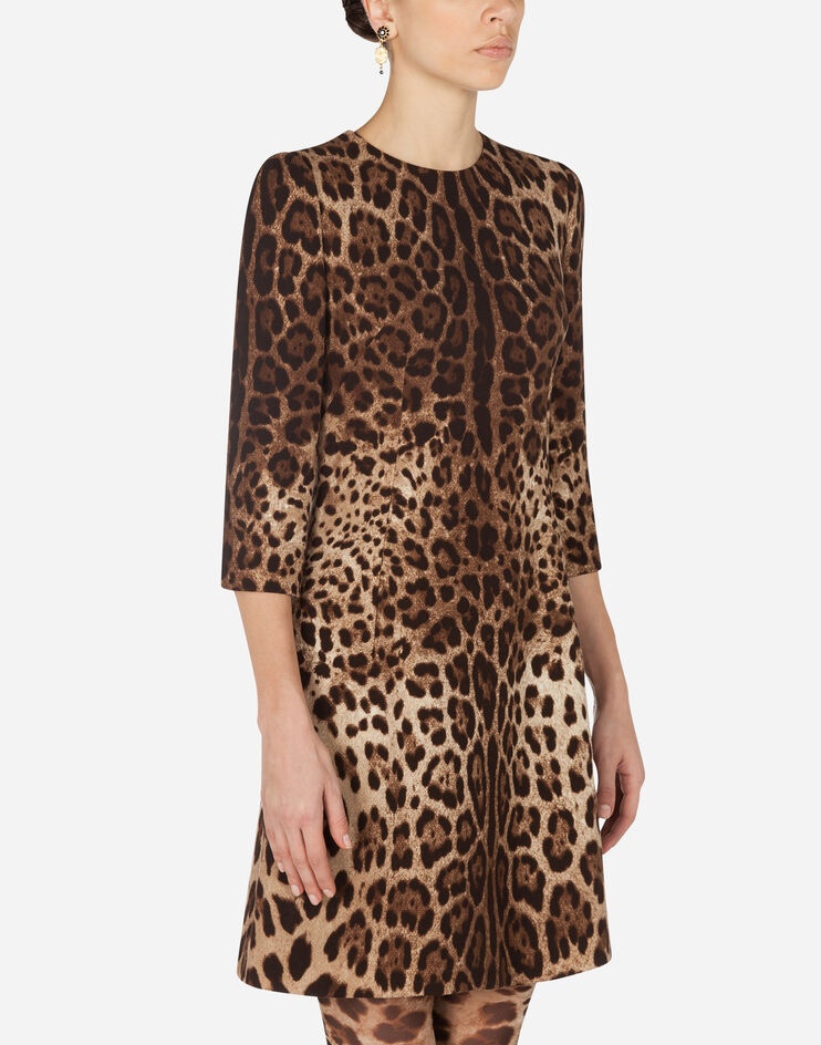 Short leopard print dress in double crêpe - 4