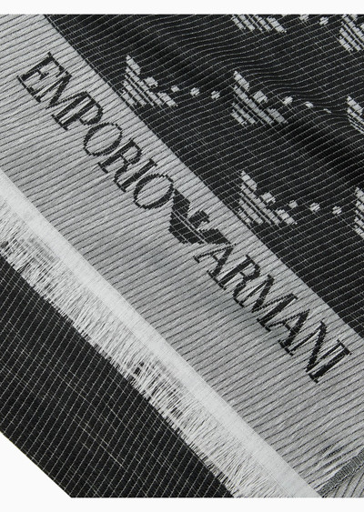 EMPORIO ARMANI Jacquard stole with all-over eagles outlook