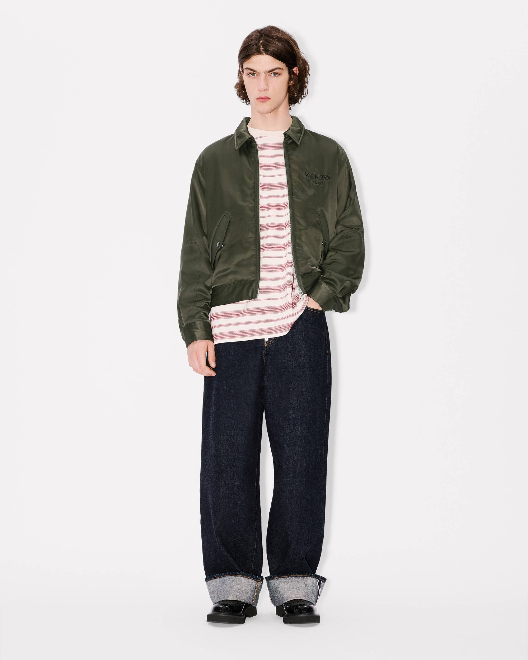 'Boke Flower' padded blouson in mixed satin - 3