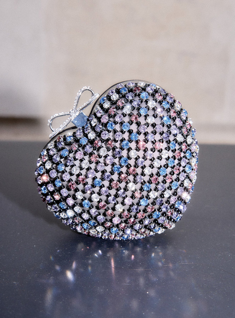 self-portrait Multi Crystal Heart Clutch outlook