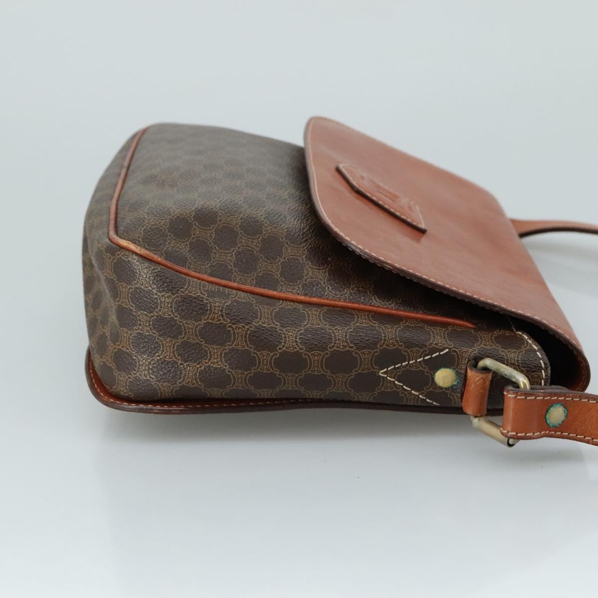 CELINE Macadam Canvas Shoulder Bag Pvc Leather Brown Gold - 4