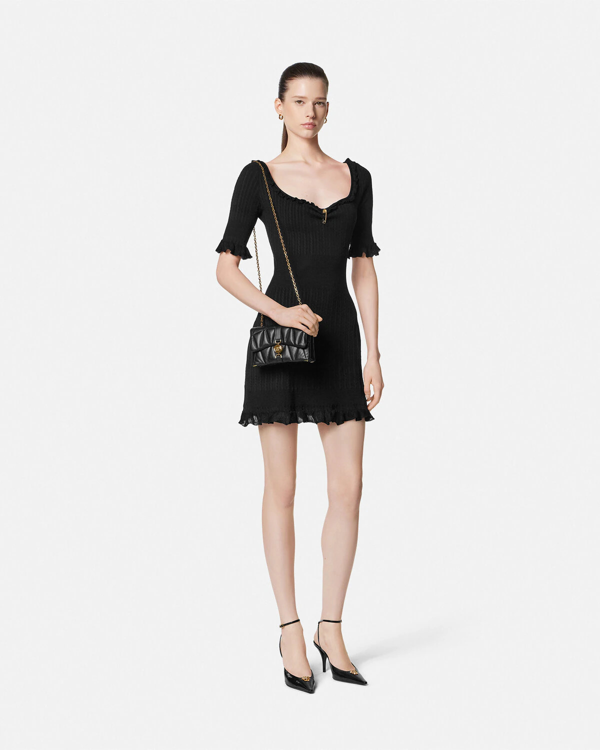 Safety Pin Knit Flared Mini Dress - 2