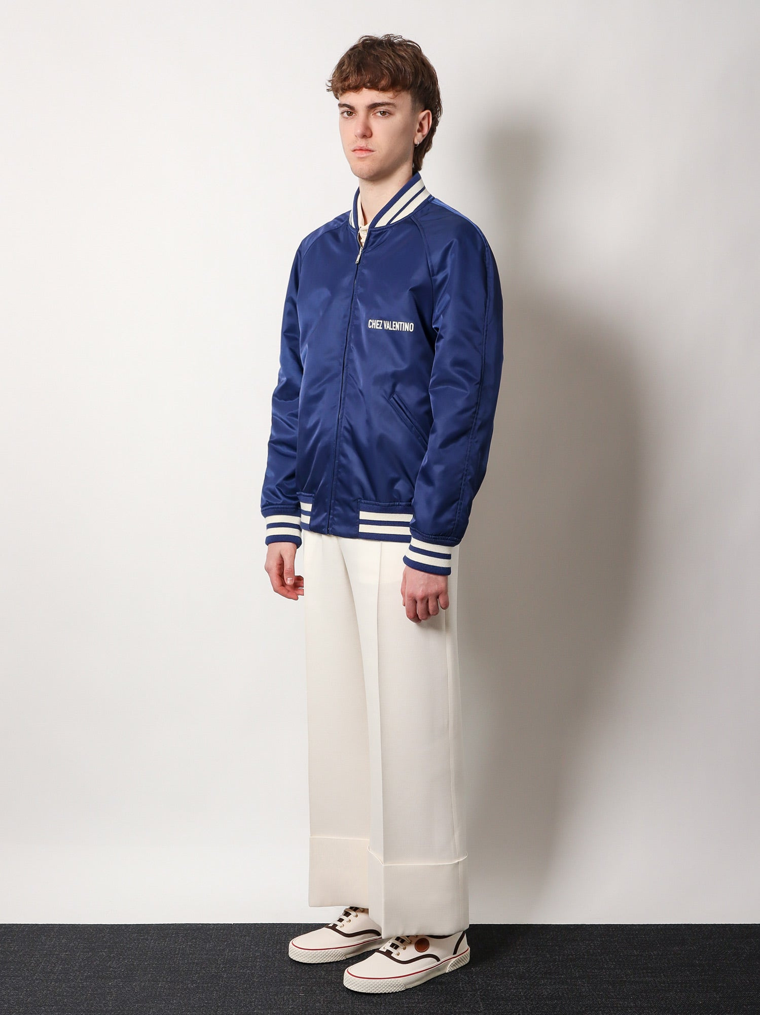 Valentino Men Nylon Jacket With Frontal And Back Chez Valentino Print - 2