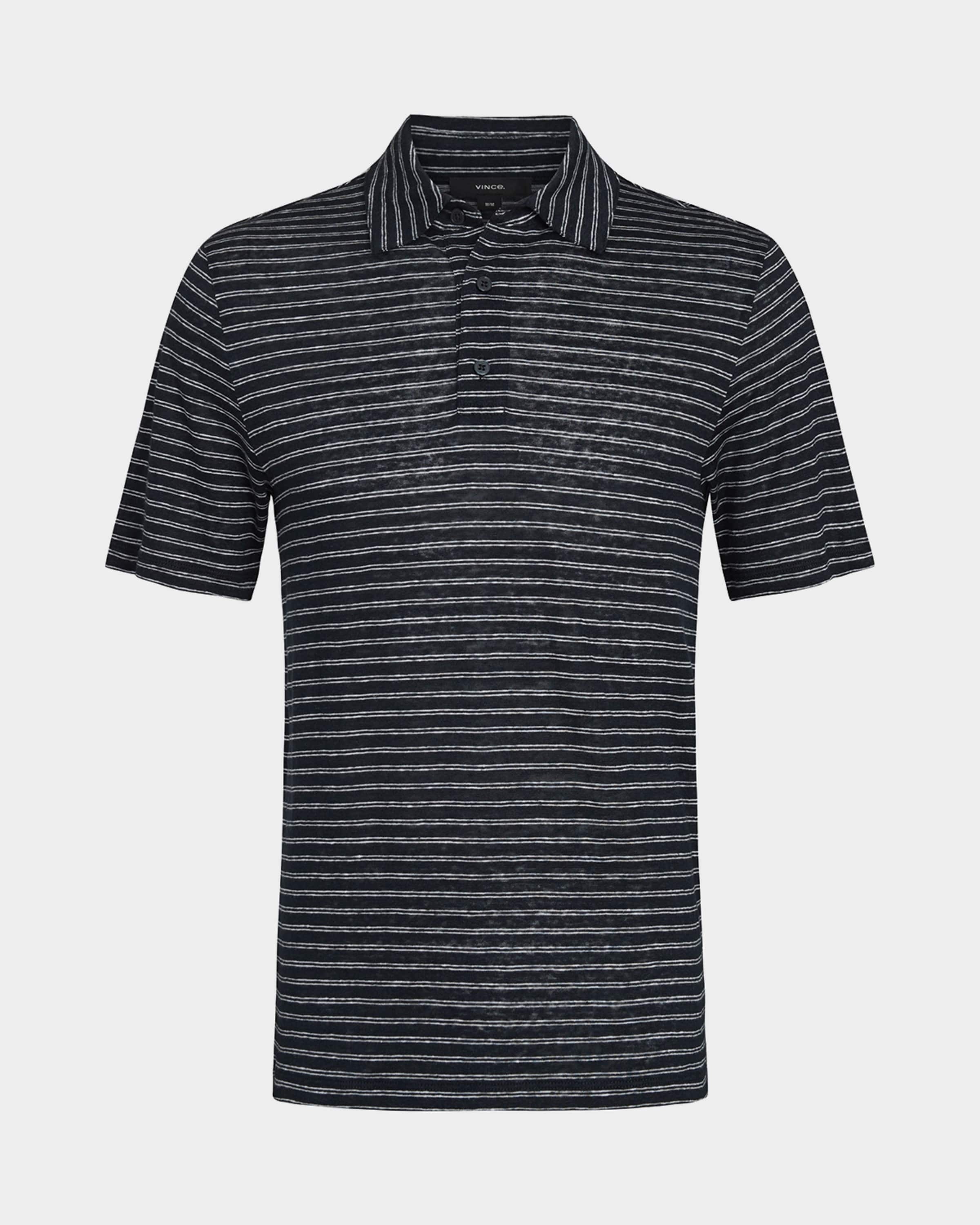 Men's Striped Linen Polo Shirt - 1