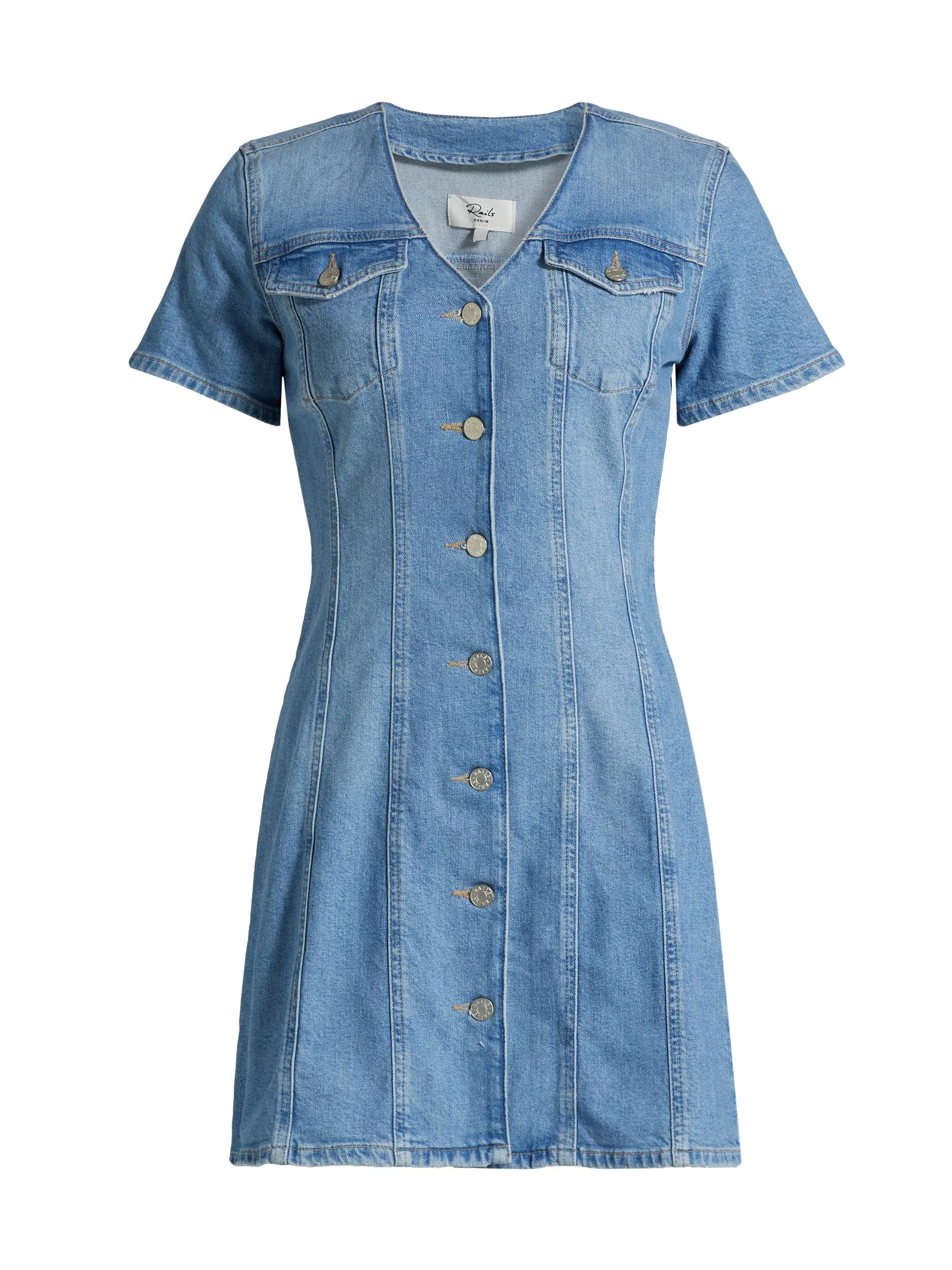 Women's Saratoga Denim Trucker Minidress - Faded Seaglass - 1
