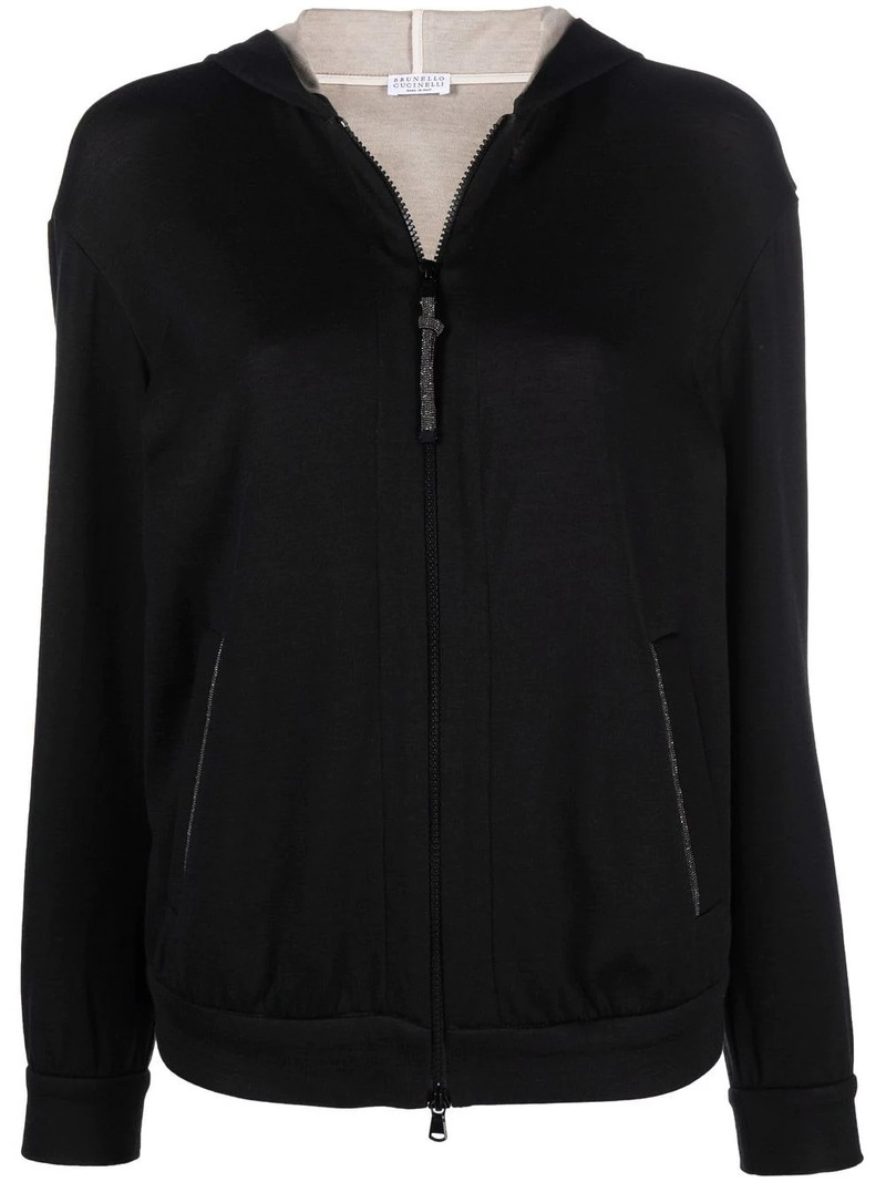 monili-trim zip-front hoodie 1
