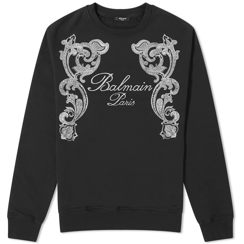 Balmain Signature Paisley Print Crew Neck Sweat 1