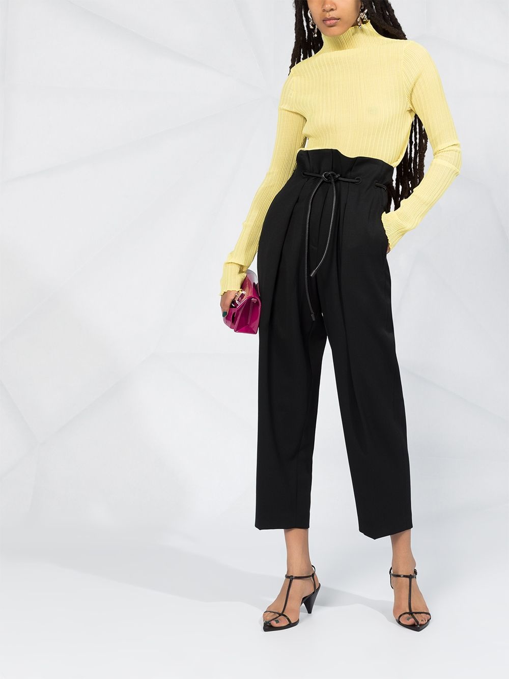 belted high-waisted trousers - 2