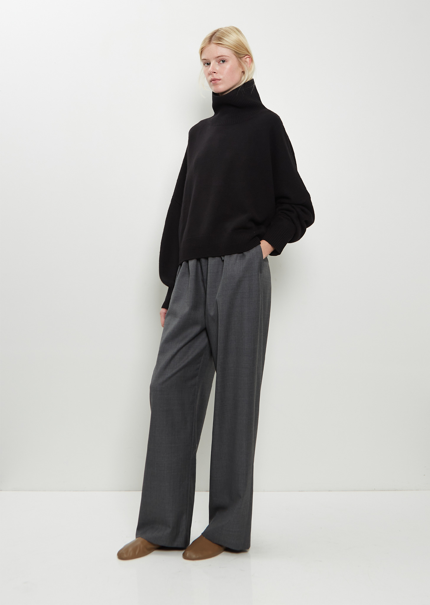 Luke Wool Cashmere Collar Sweater — Black - 4