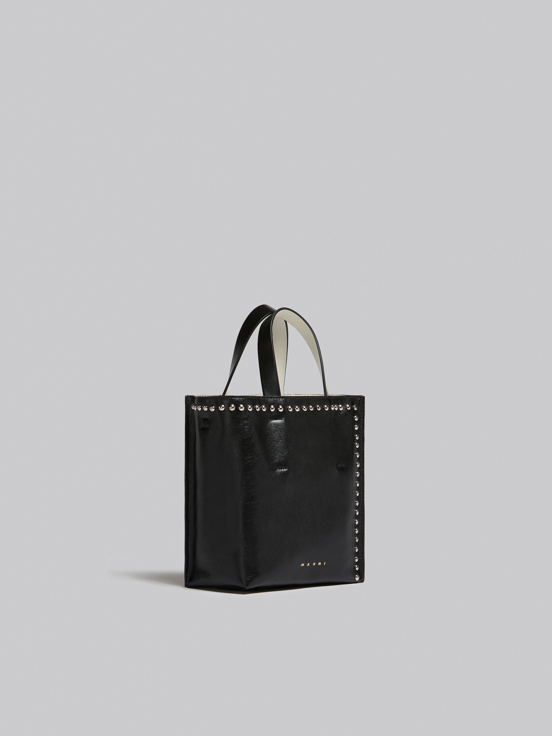 MUSEO SOFT MINI BAG IN BLACK AND WHITE LEATHER WITH STUDS - 6