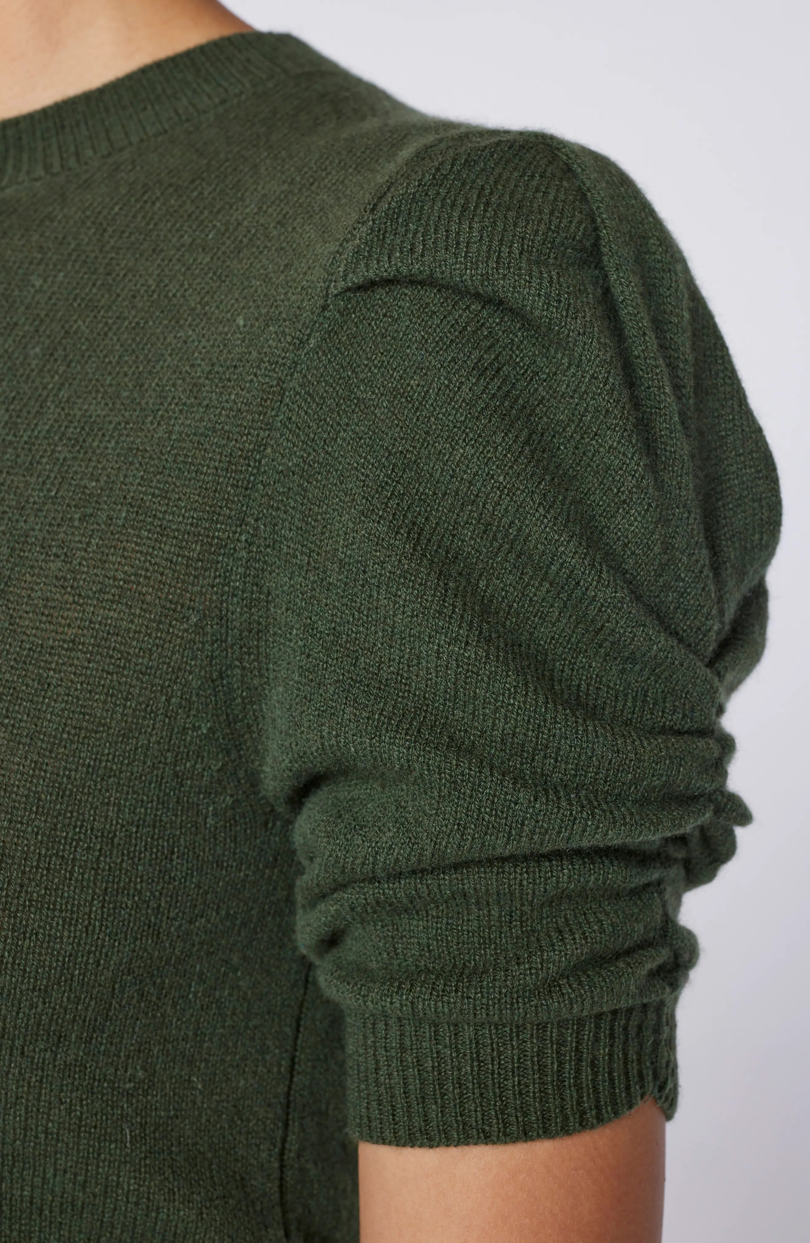 Ruched Sleeve Recycled Cashmere & Wool Sweater - 4