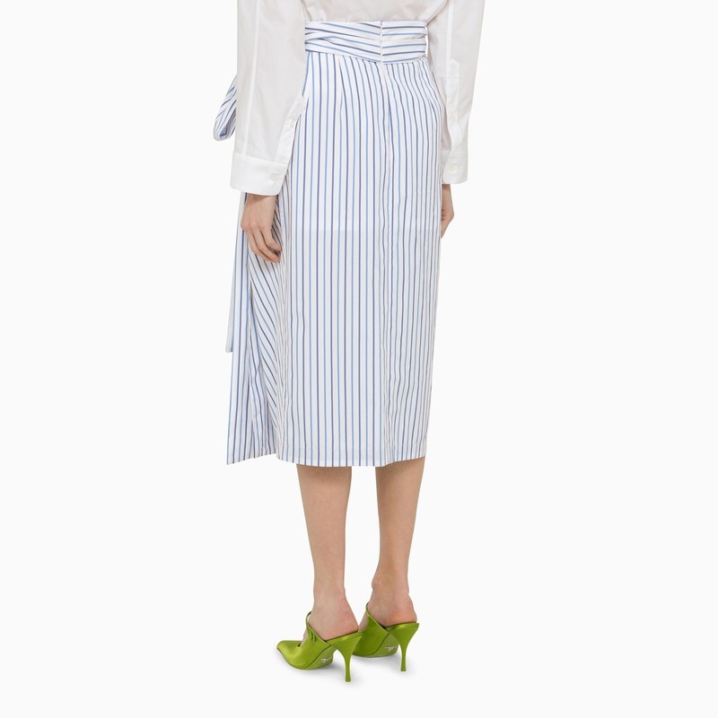 Dries Van Noten White Striped Blue Cotton Midi Skirt Women - 2