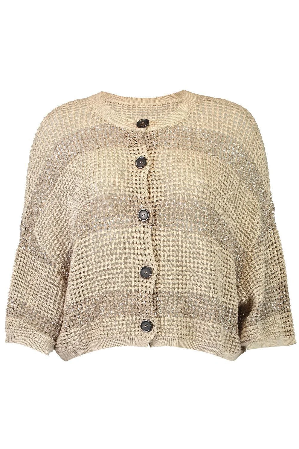 Water Reflection Button Cardigan - Light Beige - 1