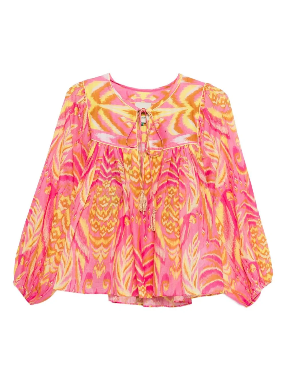 Pineapple Tapestry tassel-neckline patterned top - 1