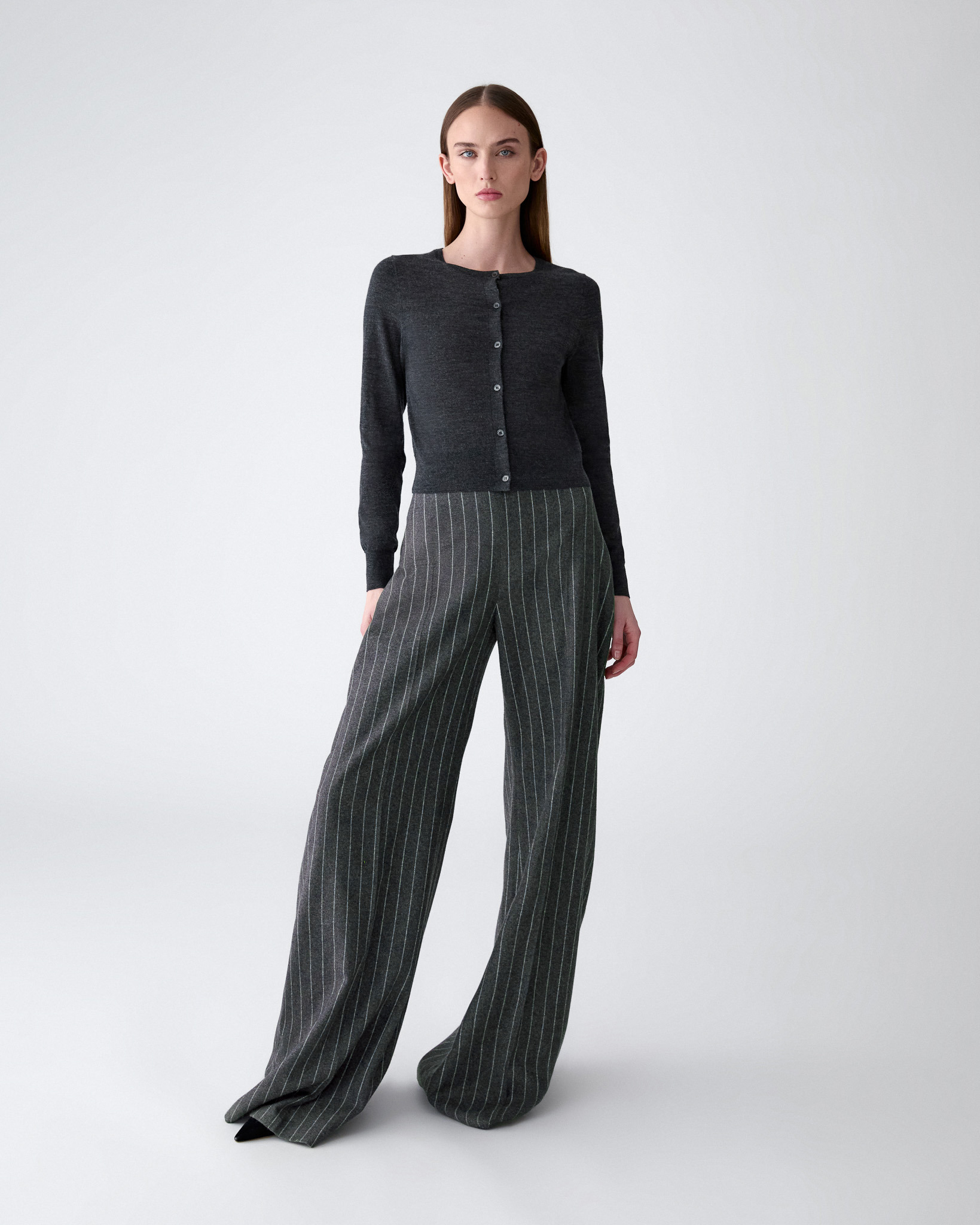 Wide-Leg Pinstripe Diane Pants - 4