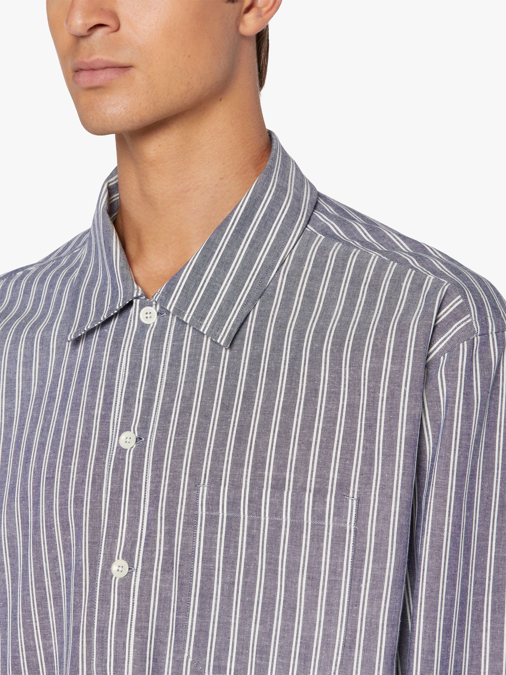 MILITARY BLUE STRIPED COTTON SHIRT | GSM-201 - 5