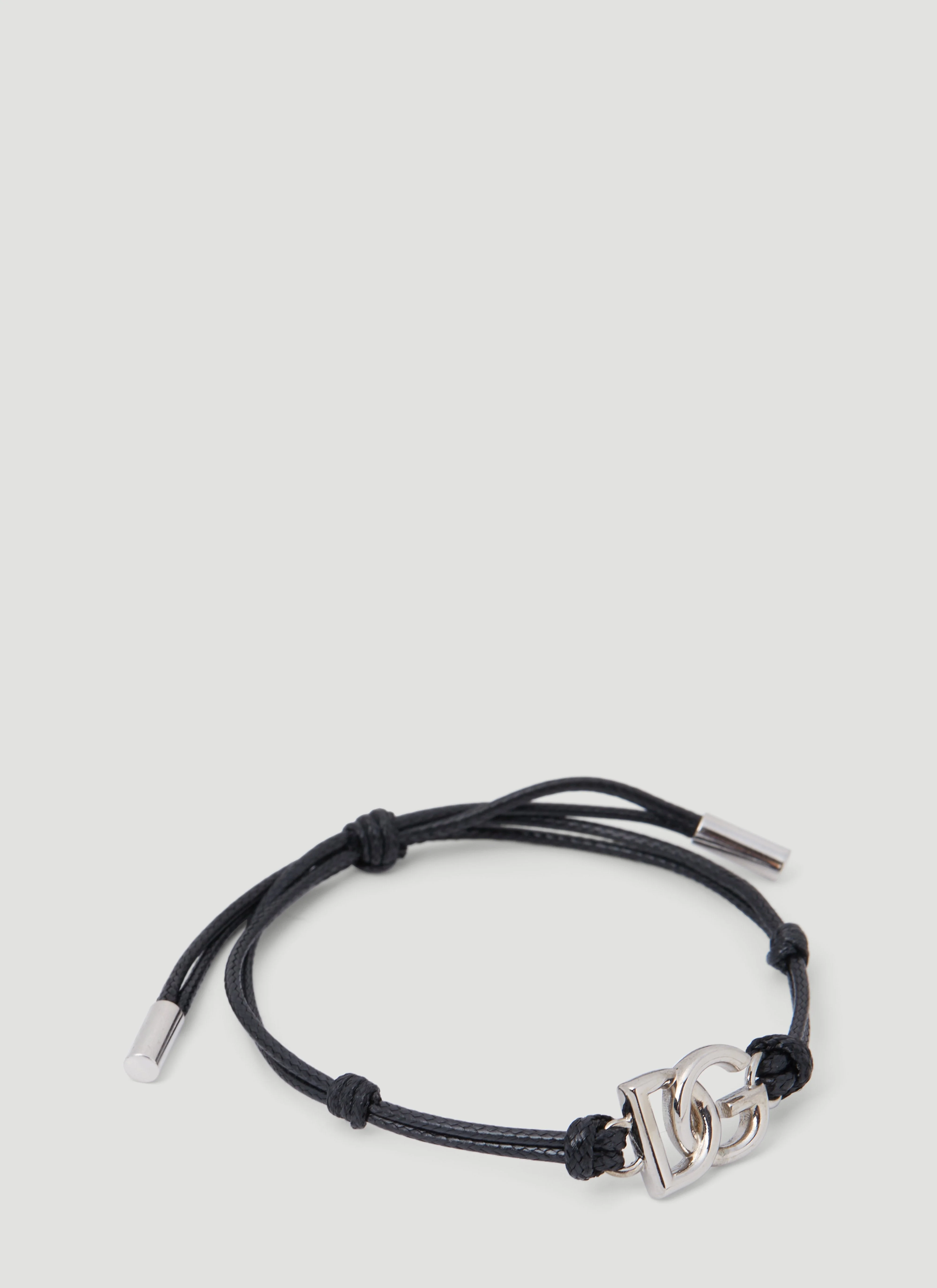 Dolce & Gabbana Men Monogram Plaque Cord Bracelet - 1