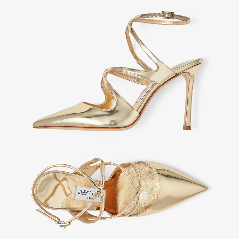 Azia Pump 95 Gold Liquid Metal Leather Pumps 4