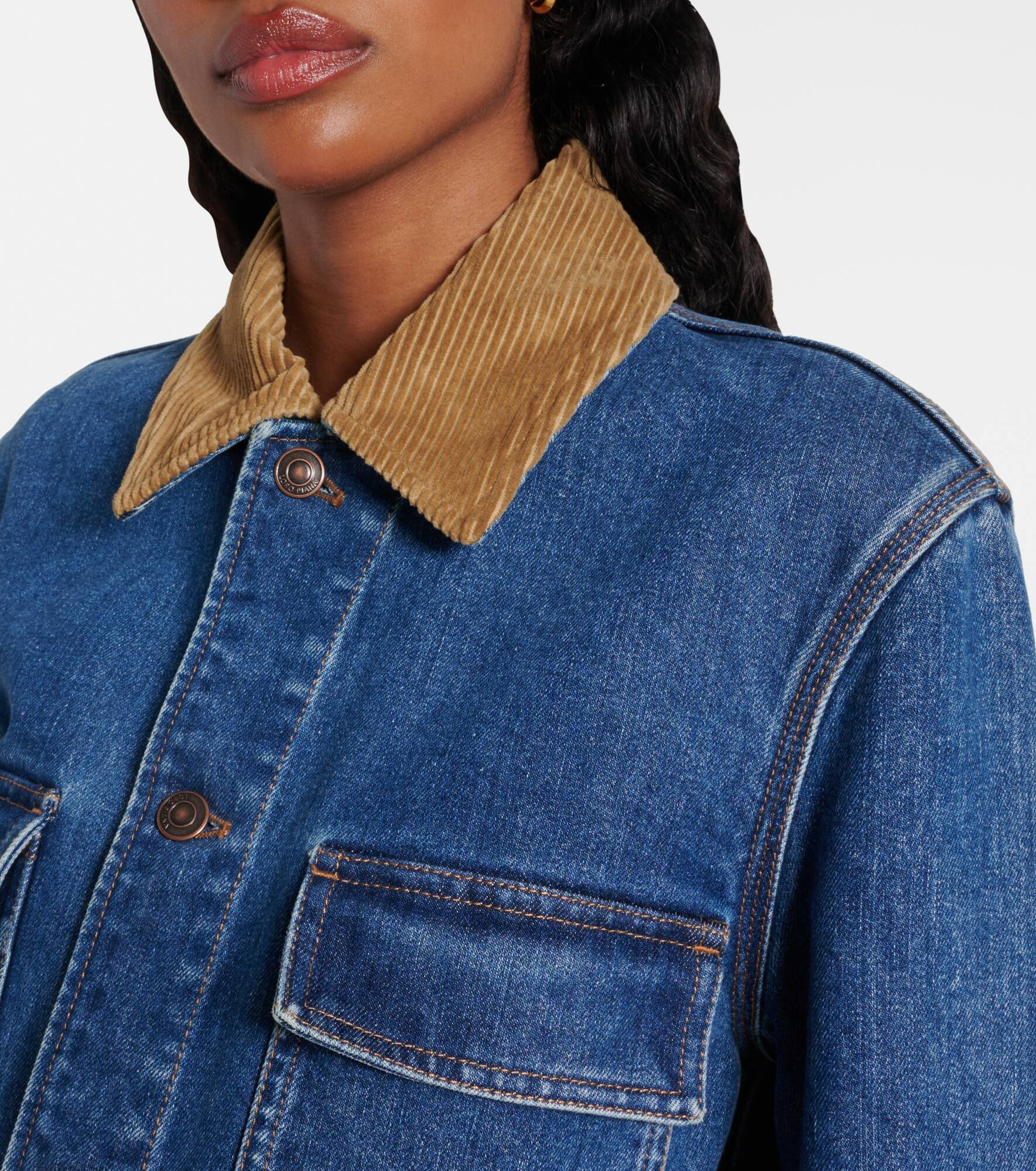 Corduroy-trimmed denim jacket - 4