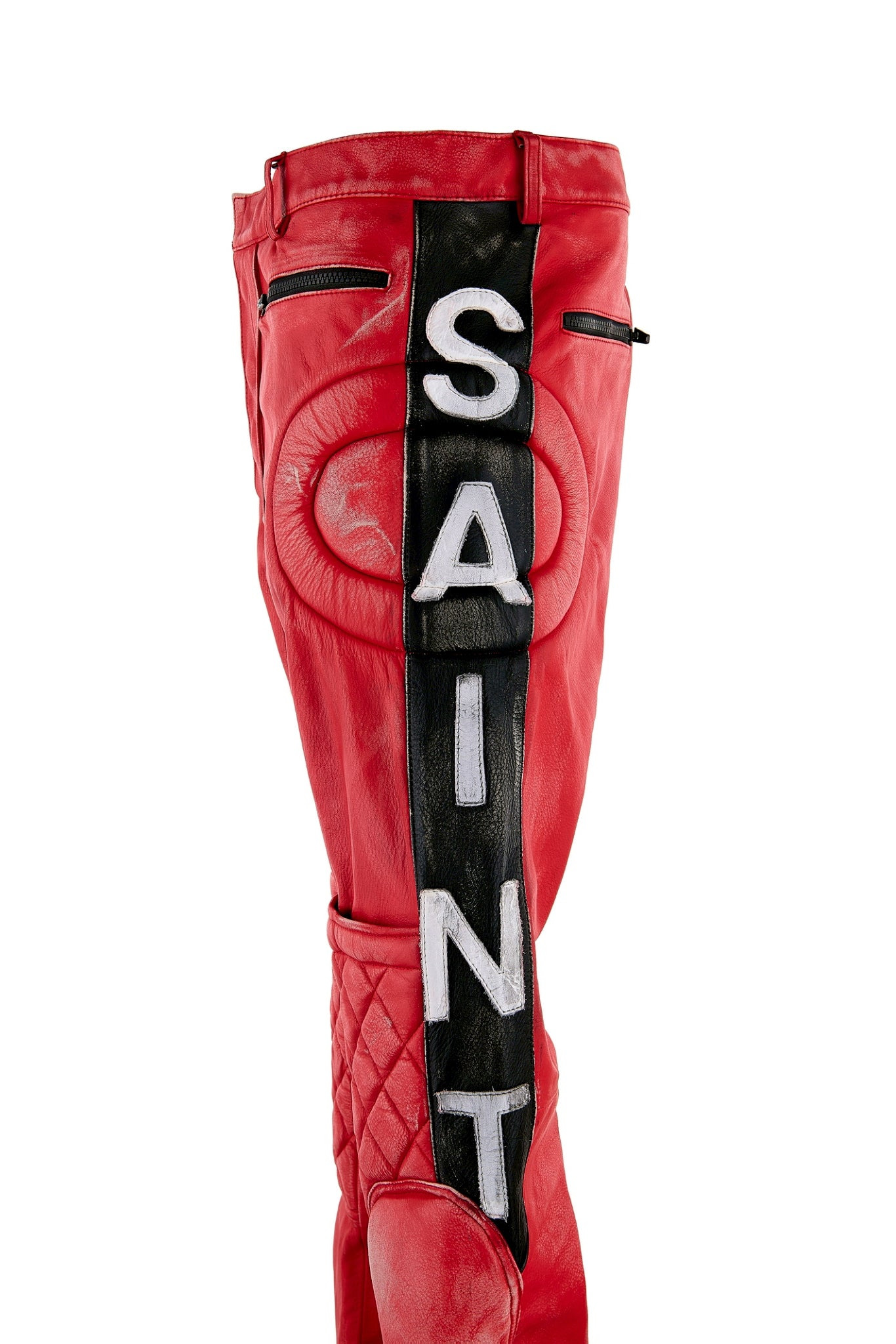 LEATHER PANTS/RACER / RED - 3