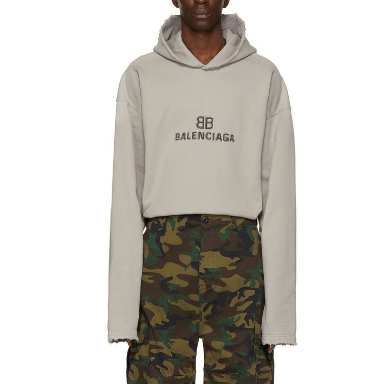 Balenciaga BB Pixel Print Hoodie 'Grey' 661711TKVF68174 - 3