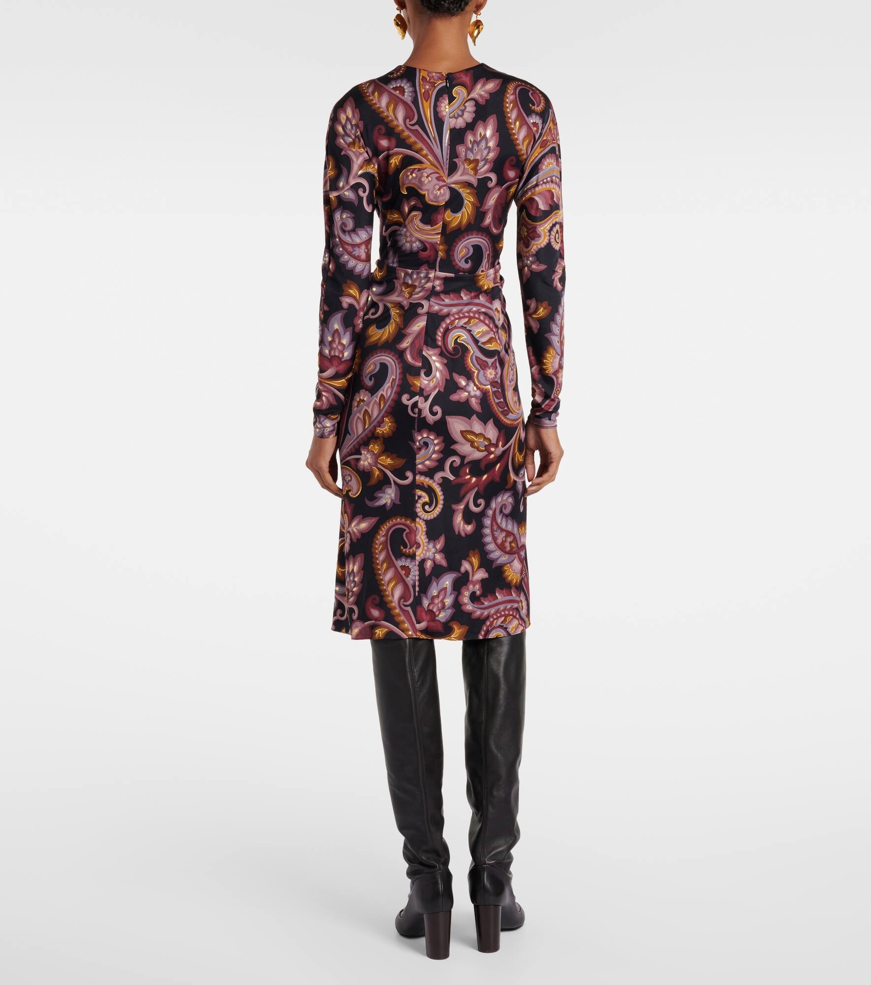 Paisley gathered midi dress - 3