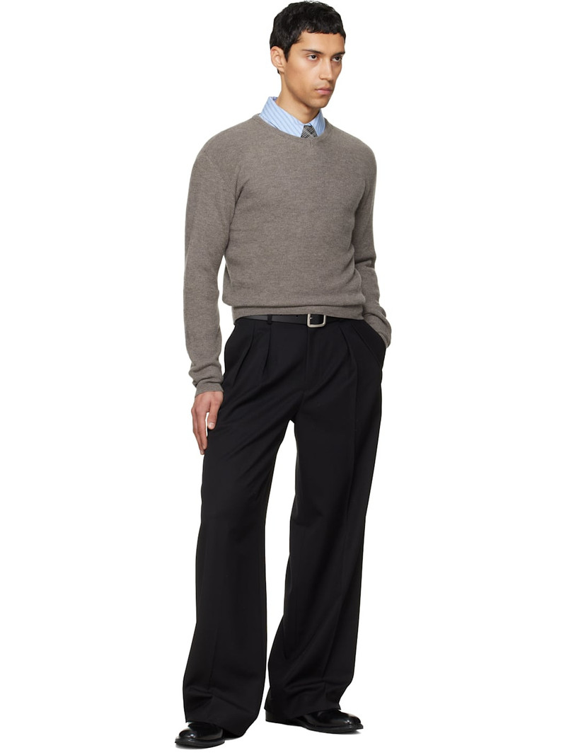 Tonywack Taupe Superfine Wool Commando V-Neck Knit Sweater outlook