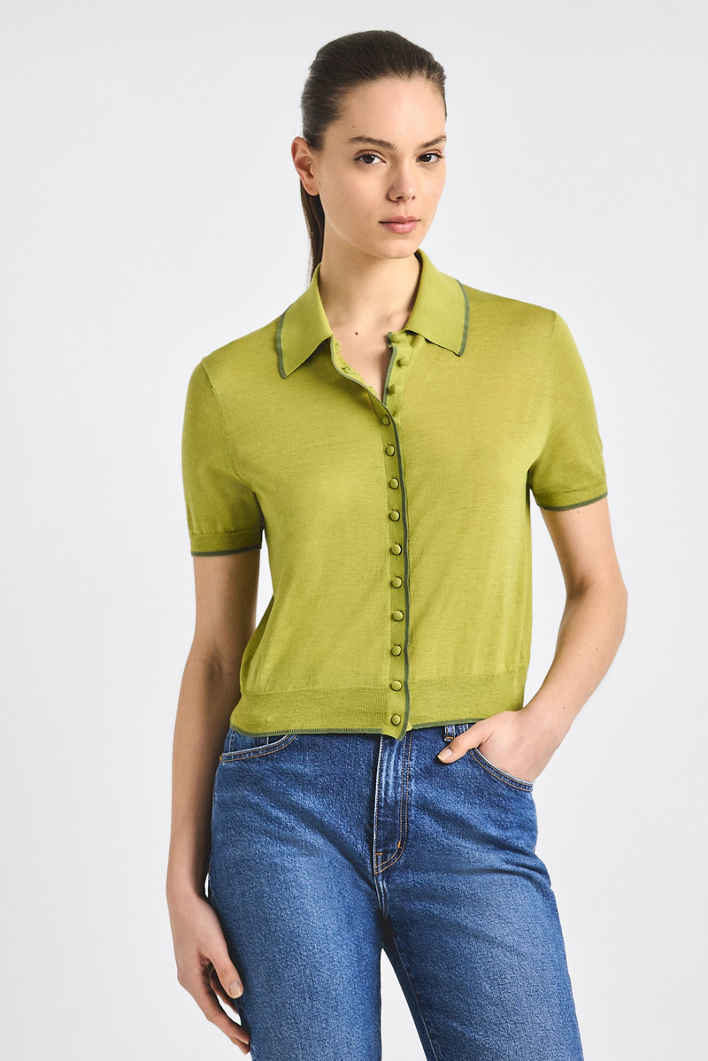 DORELLA SHORT SLEEVE POLO SWEATER 1