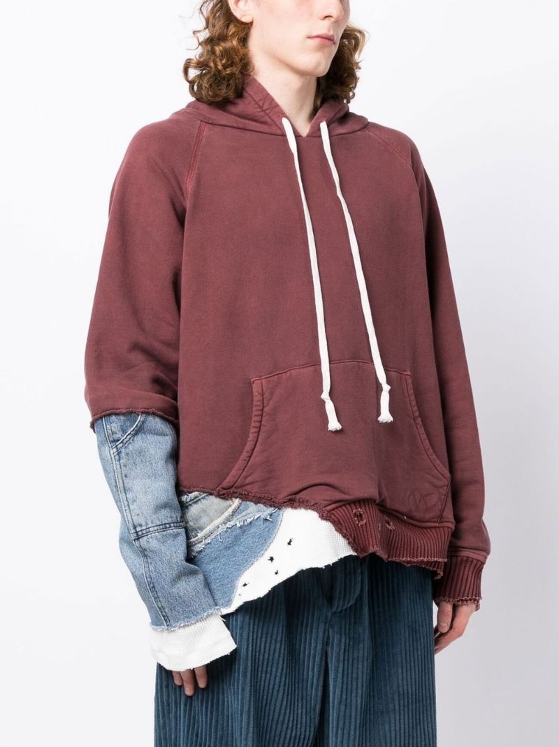 patchwork distressed hoodie - 3