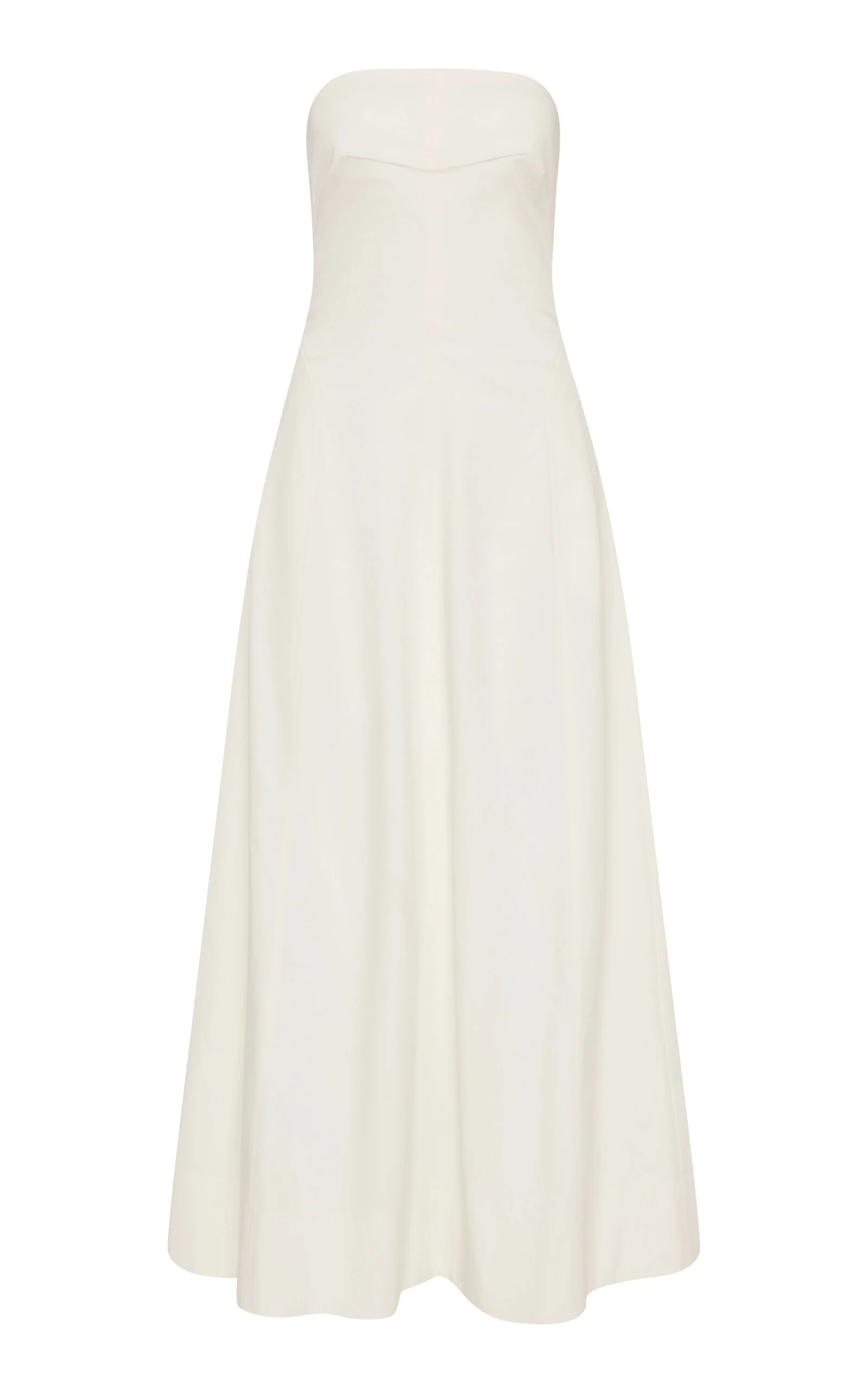 Strapless Sculpted Cotton Maxi Dress white - 1