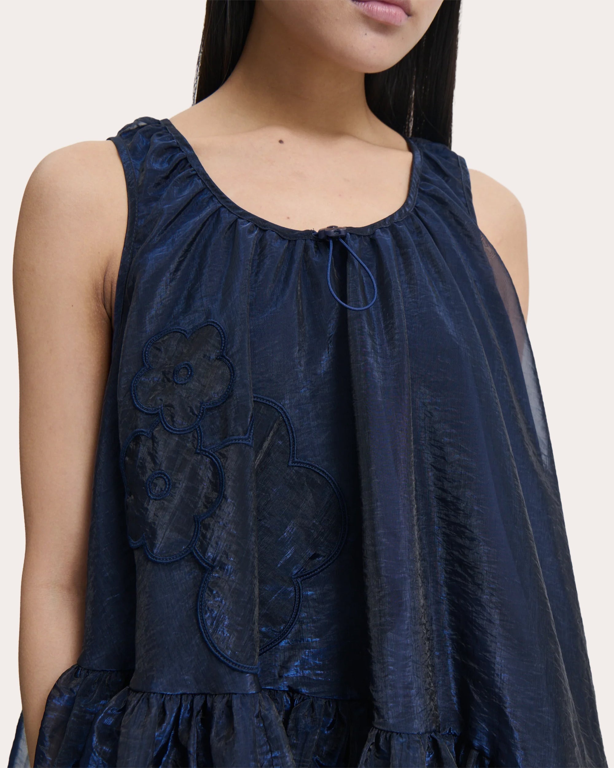 Azelia Embroidered Floral Liquid Myrtia Asymmetric Dress - 4