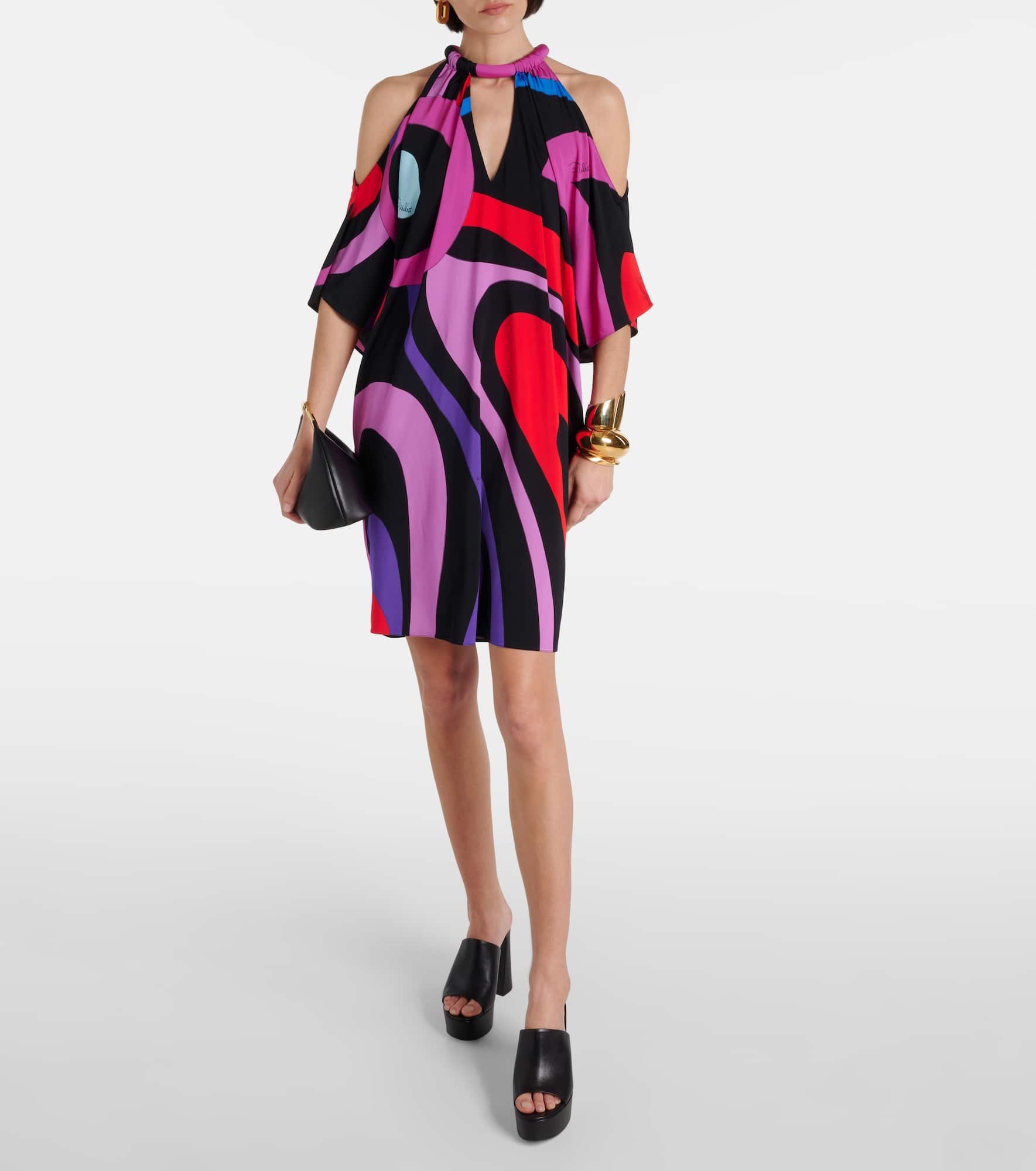 Marmo-printed draped satin jersey kaftan - 2