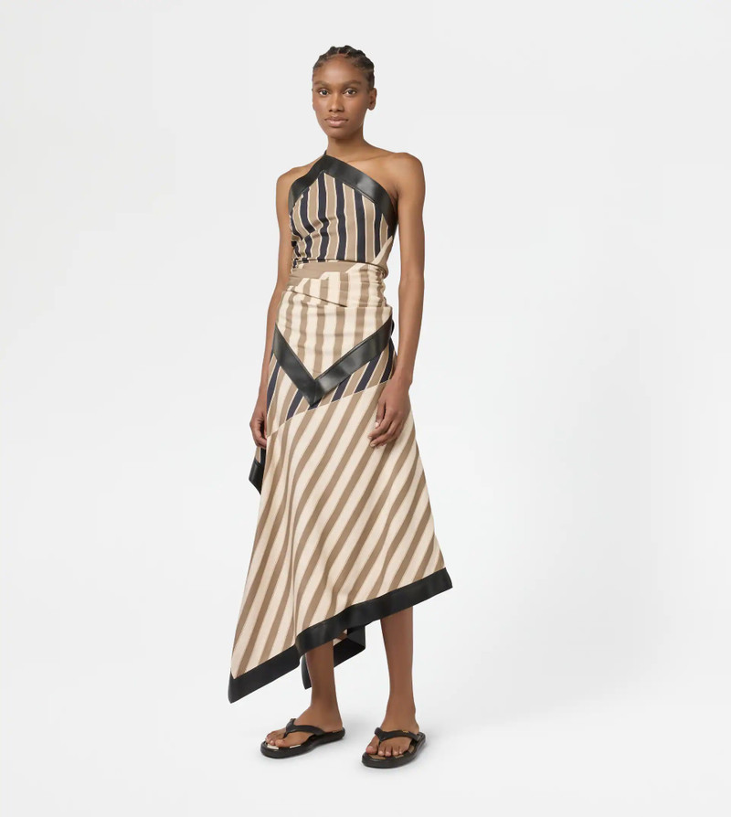 Tod's TOP IN SILK WITH LEATHER INSERTS - BROWN, BEIGE, OFF WHITE outlook