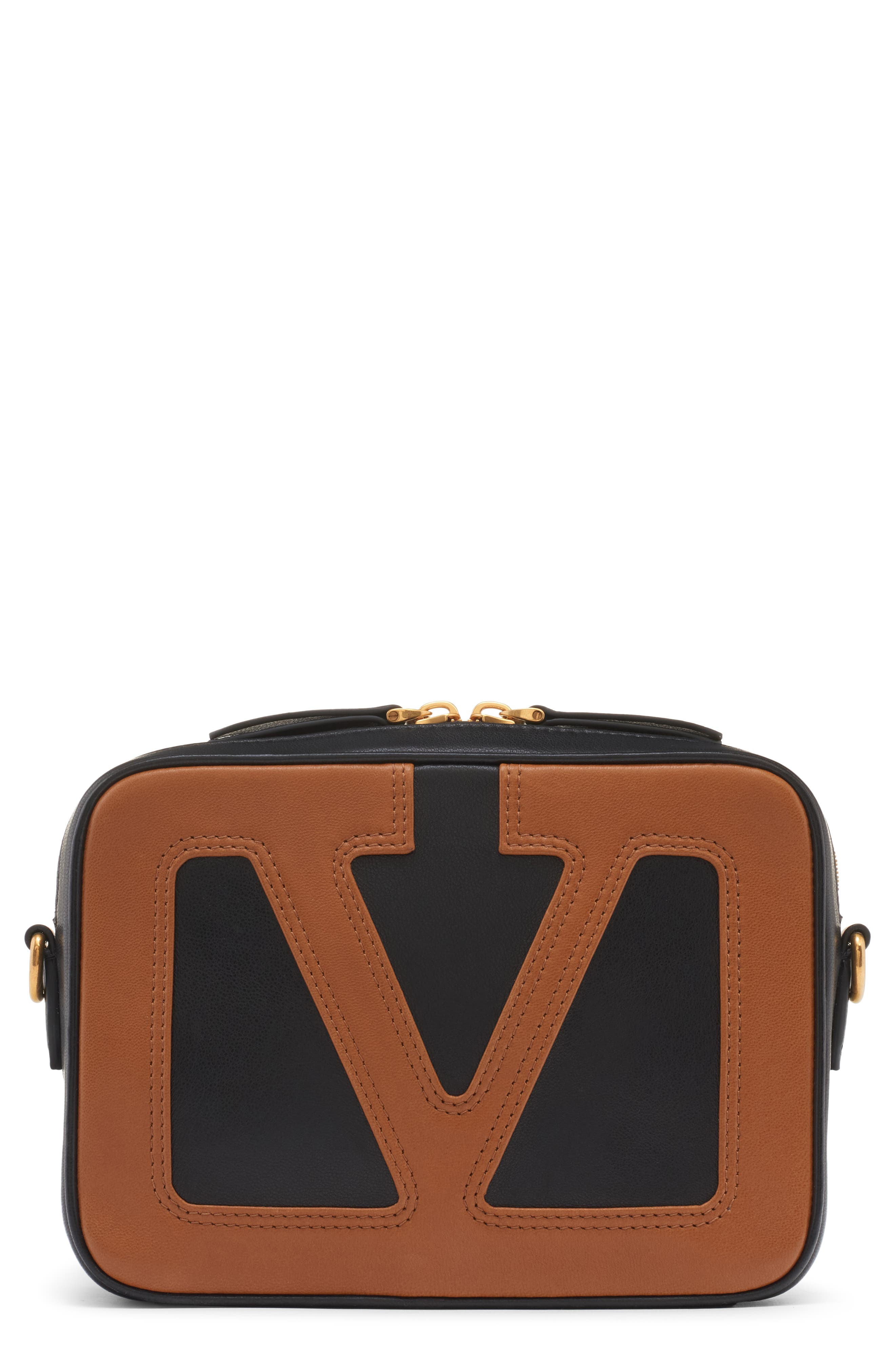 Valentino Garavani Viva Superstar Lambskin Leather Crossbody Bag in Nero/Spice at Nordstrom - 1
