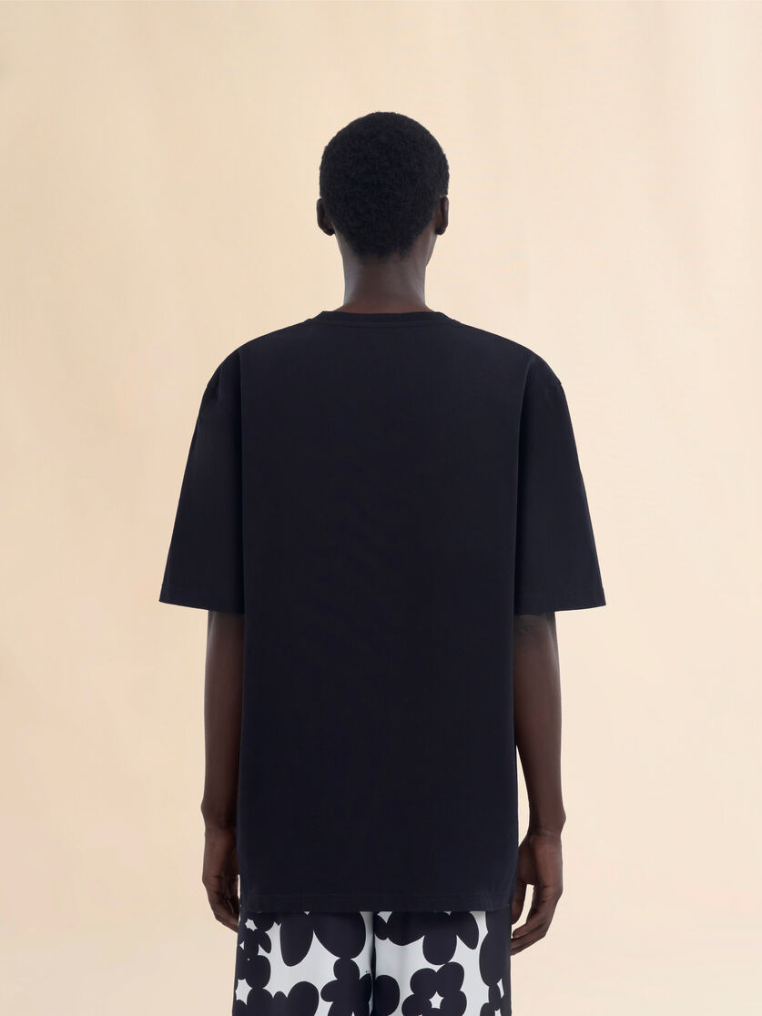 BLACK ORGANIC COTTON OVERSIZED T-SHIRT WITH MARNI PATCHES - 3