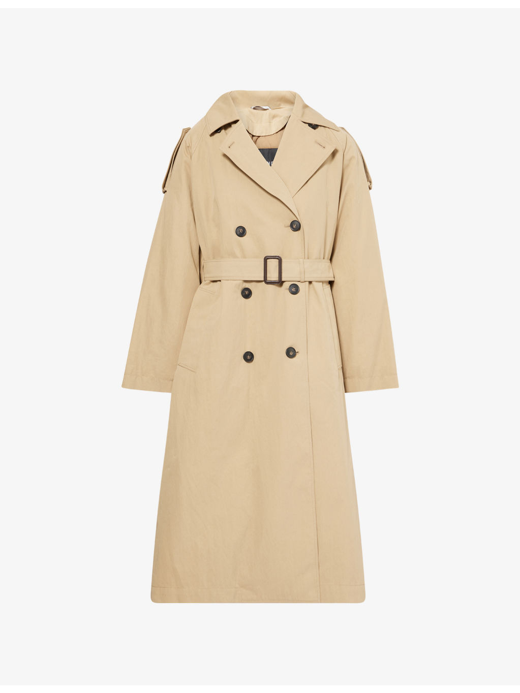 Double-Breasted Padded Woven Trench Coat - 1