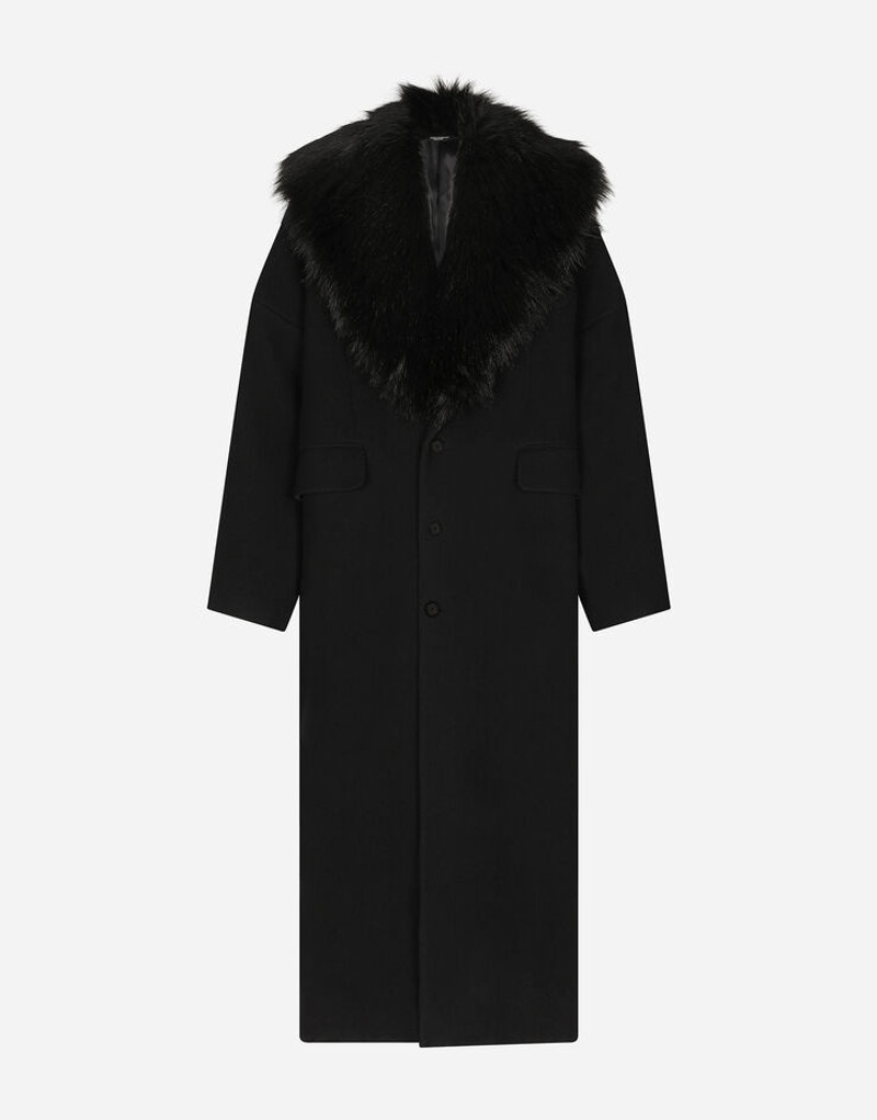 Wool coat with faux fur collar 3