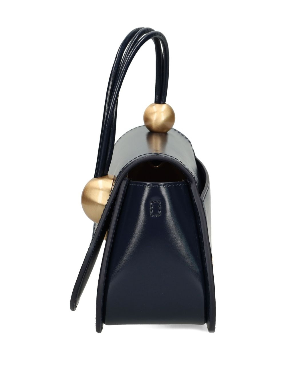 curved-handle leather tote bag - 3