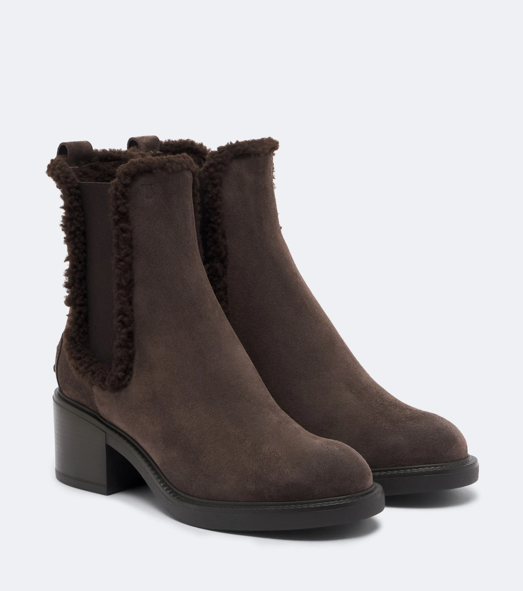 Shearling-lined suede ankle boots - 1