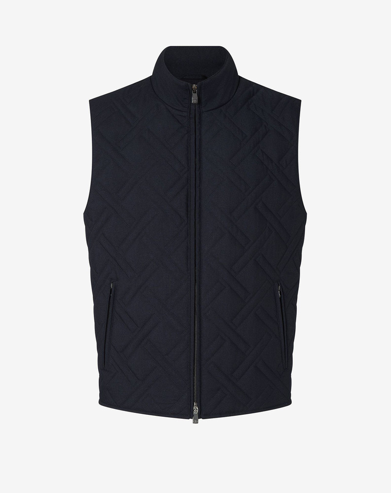 Blue padded vest in technical fabric 1