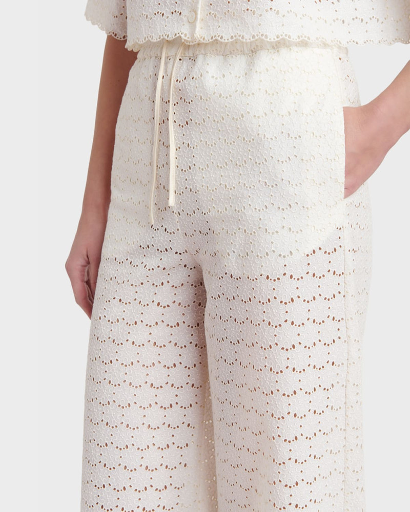 Embroidered Eyelet Cotton Drawstring Pants 5