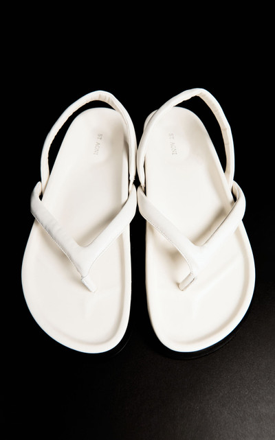 ST. AGNI Slingback Leather Thong Sandals white outlook