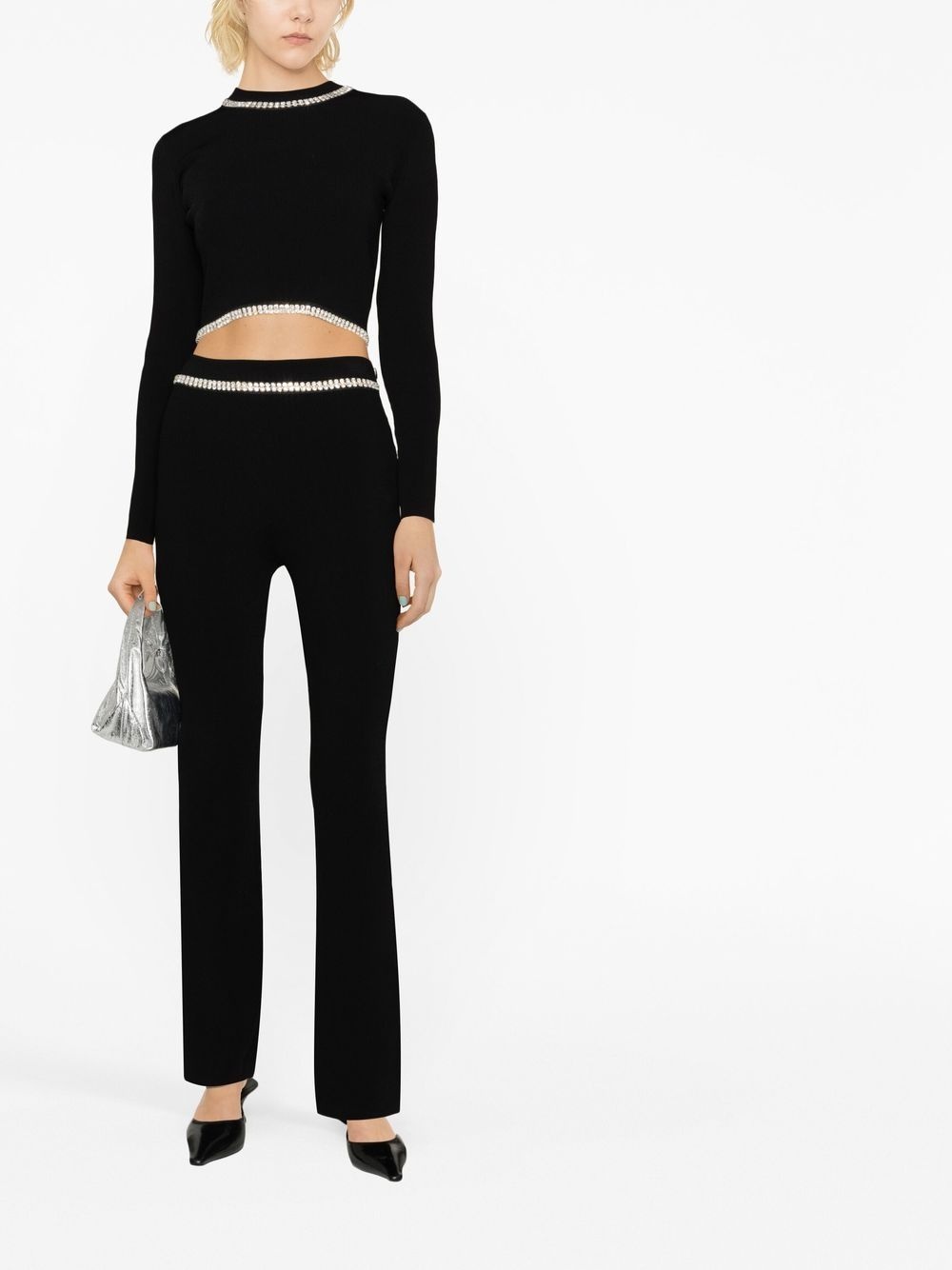 crystal-embellished flared trousers - 2