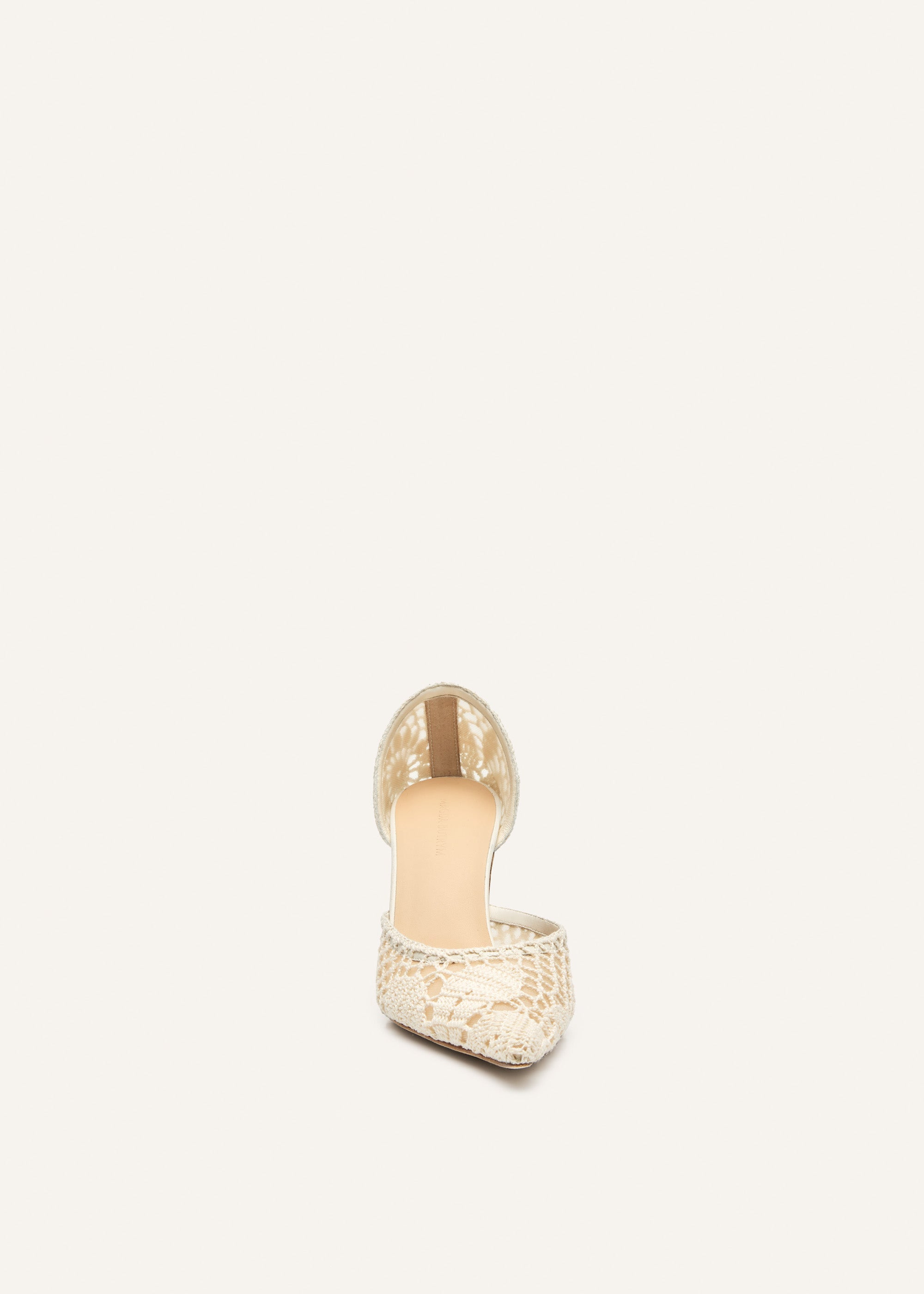 Kitten pointed crochet heels in cream - 3