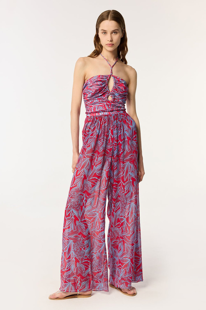 Poupette St Barth Long Jumpsuit Claudia - Pink Pop Tiger outlook