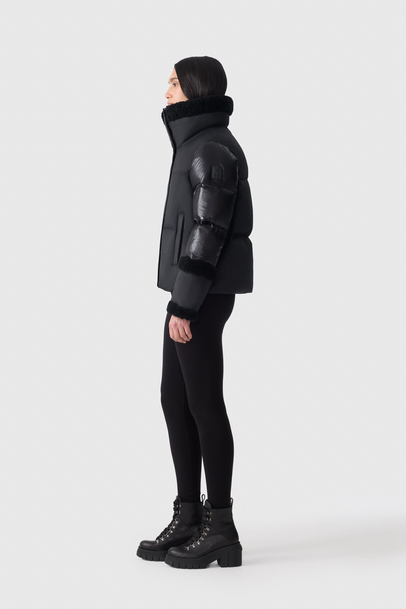 LYDANA Down Jacket With Shearling Trim and Removable Bib - 3